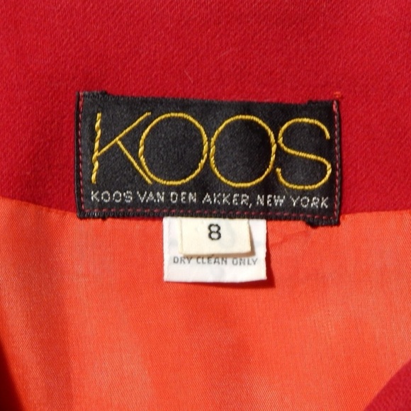 KOOS Van Den Akker Vintage 80s Jacket Wool Art To Wear Patchwork Red Size 8 - Picture 10 of 13
